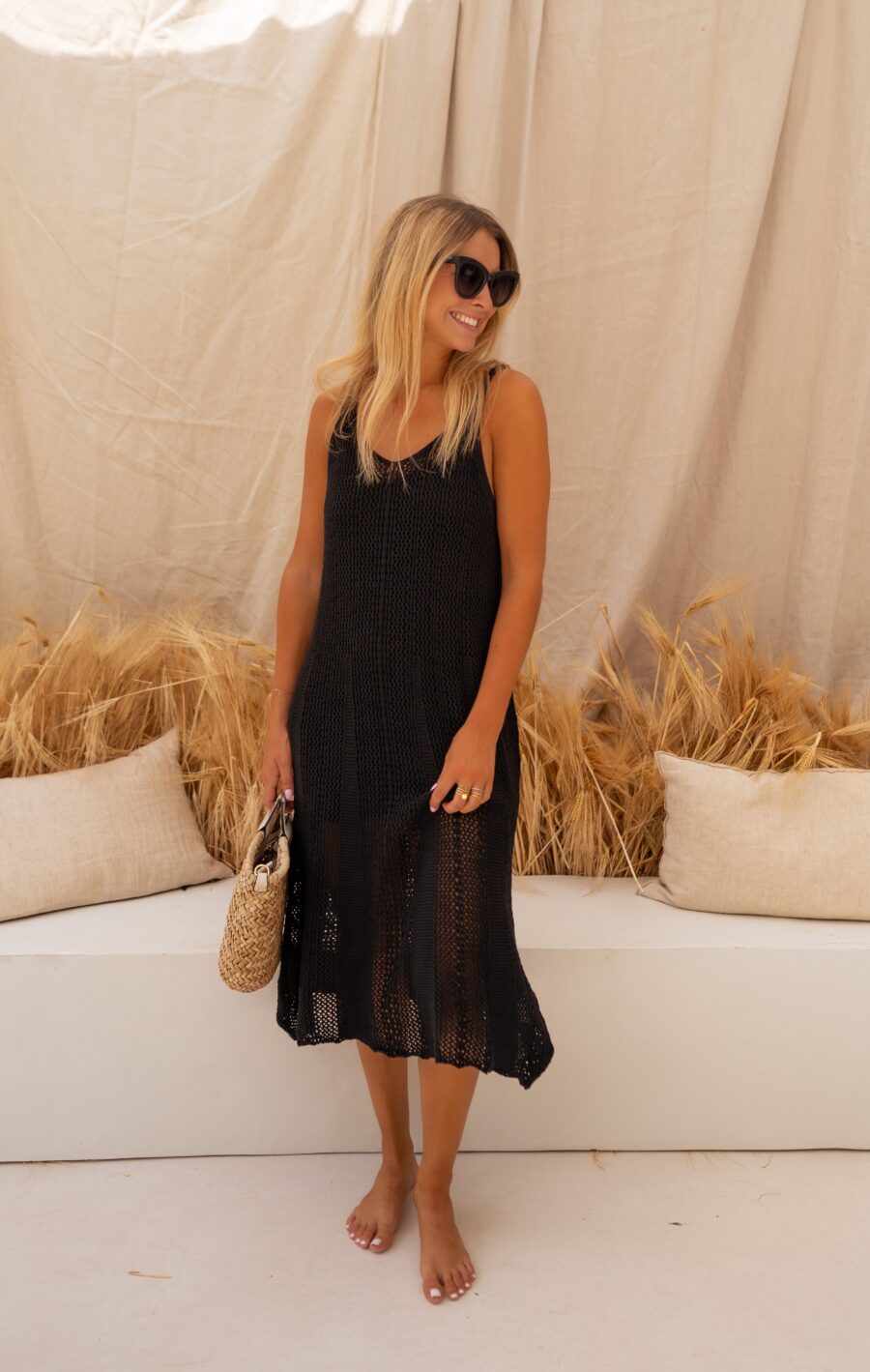 Tyriza Black Crochet Dress - Image 4