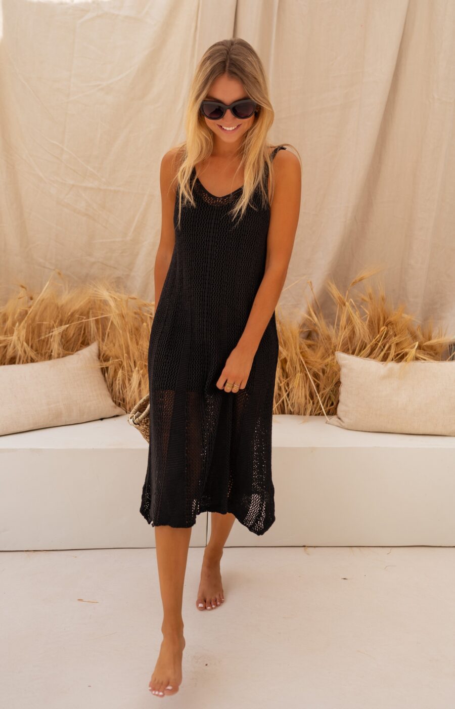 Tyriza Black Crochet Dress - Image 6