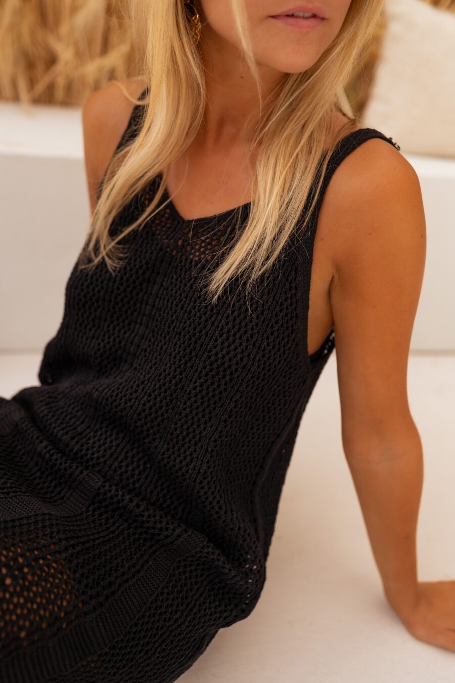 Tyriza Black Crochet Dress - Image 7