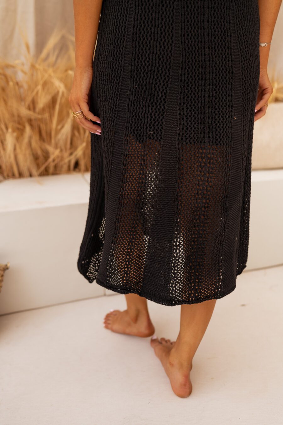 Tyriza Black Crochet Dress - Image 9